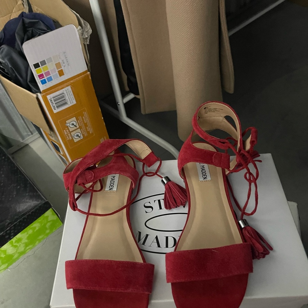 Steve Madden Red Sandals with Ankle Strap